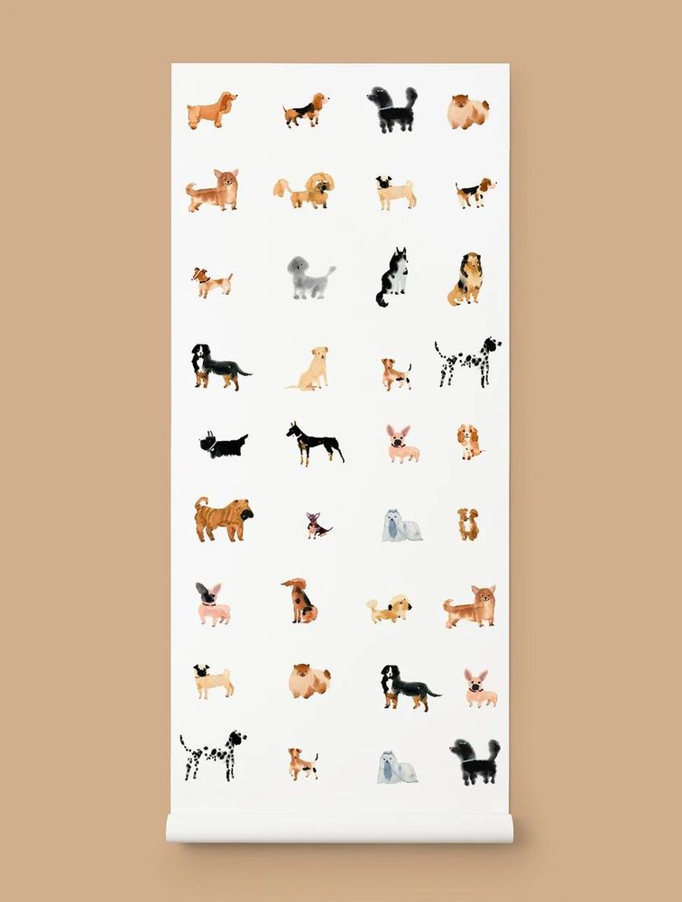 Wallpaper - DOGS WATERCOLOUR - LITVINENKODESIGN