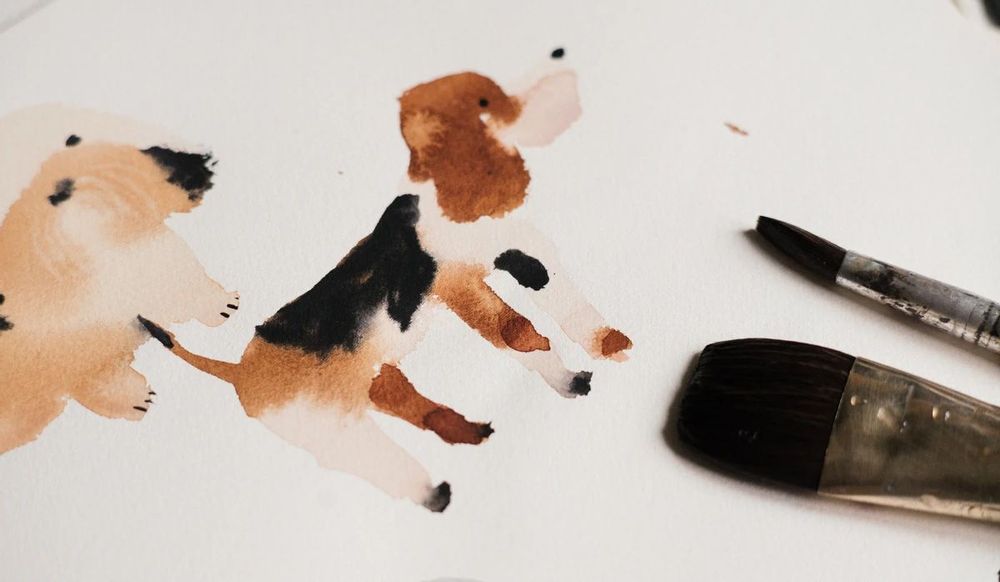 Wallpaper - DOGS WATERCOLOUR - LITVINENKODESIGN