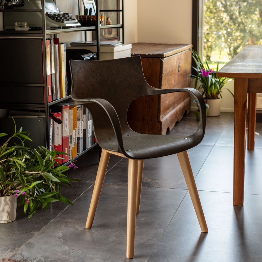 Chaises - CHAISE ERBI MOKA, châssis en bois - STILFIBRA