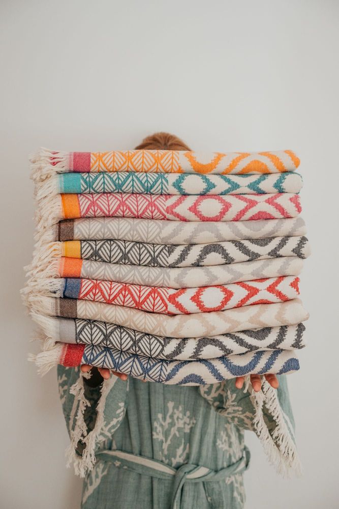 Throw blankets - 100% COTTON BLANKET- WARM AND BRIGHT - PAMUKME