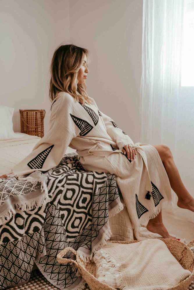 Throw blankets - 100% COTTON BLANKET- WARM AND BRIGHT - PAMUKME