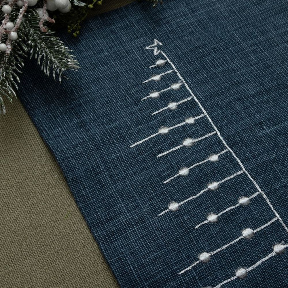 Sets de table - Set de table bleu foncé avec sapin de Noël argenté », lot de 2 - HYA CONCEPT STORE