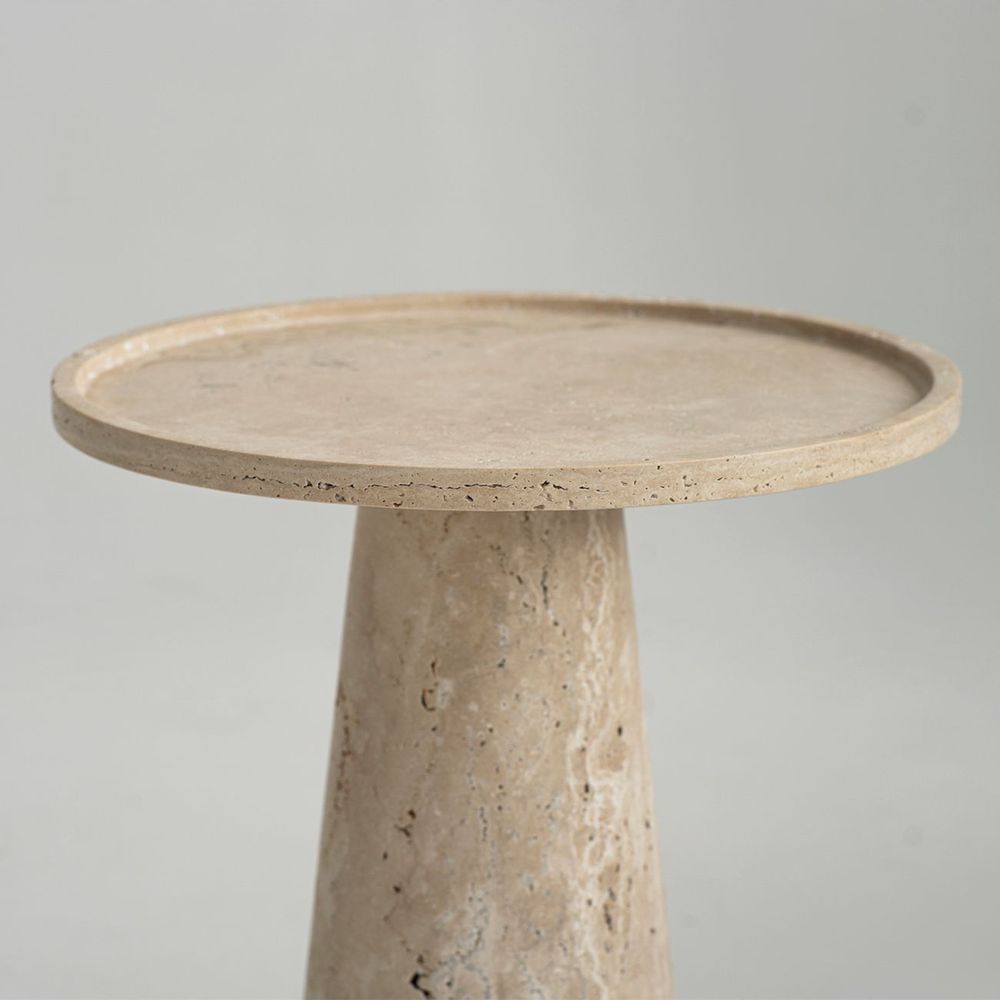 Autres tables  - TRAVERTINE CONE SIDE TABLE - KIWANO CONCEPT