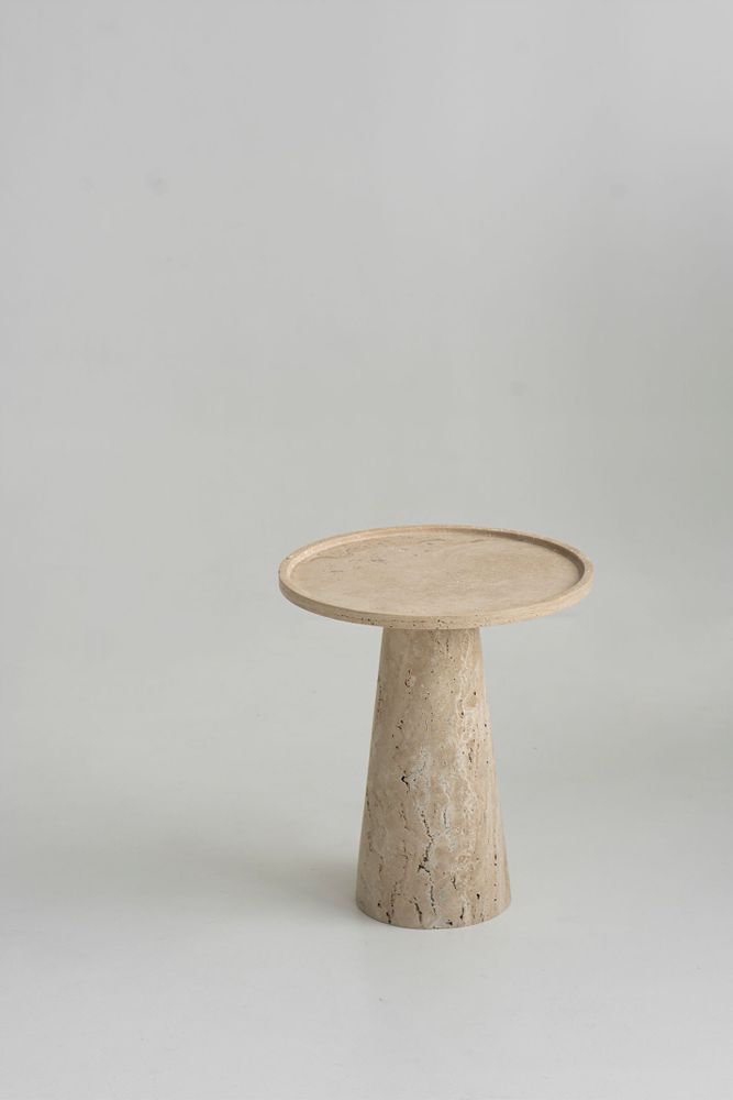 Autres tables  - TRAVERTINE CONE SIDE TABLE - KIWANO CONCEPT