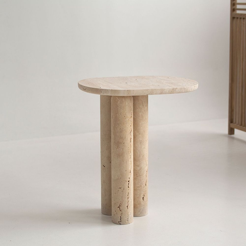 Other tables - TRAVERTINE TRIO OVAL SIDE TABLE - KIWANO CONCEPT