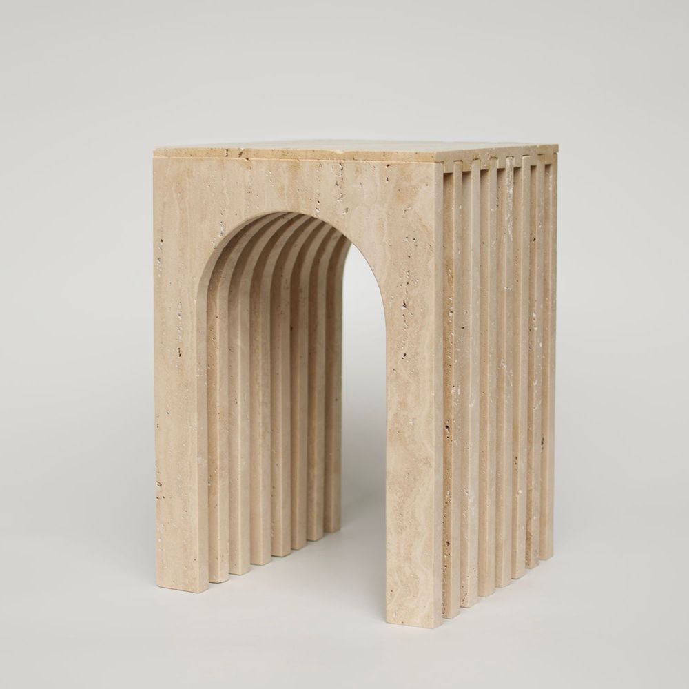 Autres tables - 'BALANCE' TRAVERTINE SIDE TABLE - KIWANO CONCEPT