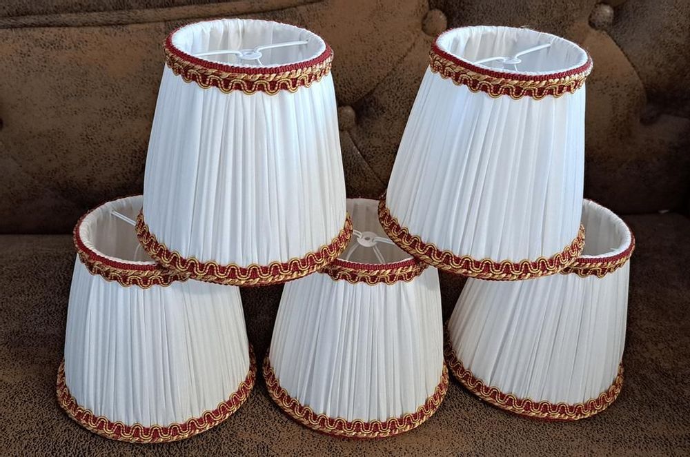 Objets de décoration - Abat-jour blanc pince flamme en soie froncée pour lustre, applique.. - BELLE EPOQUE