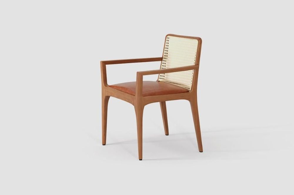 Chaises de jardin - "JULIA" CHAISE MINIMALISTE AVEC ACCOUDOIRS EN BOIS MASSIF - ALESSANDRA DELGADO DESIGN