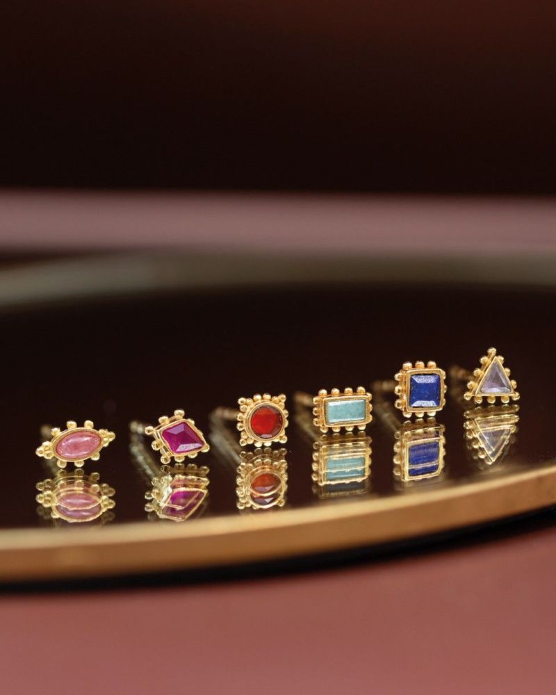 Jewelry - Earring stud Guarani ruby 3x4mm kite g.pl - MUJA JUMA
