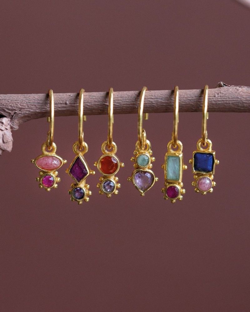 Jewelry - Earring stud Guarani ruby 3x4mm kite g.pl - MUJA JUMA