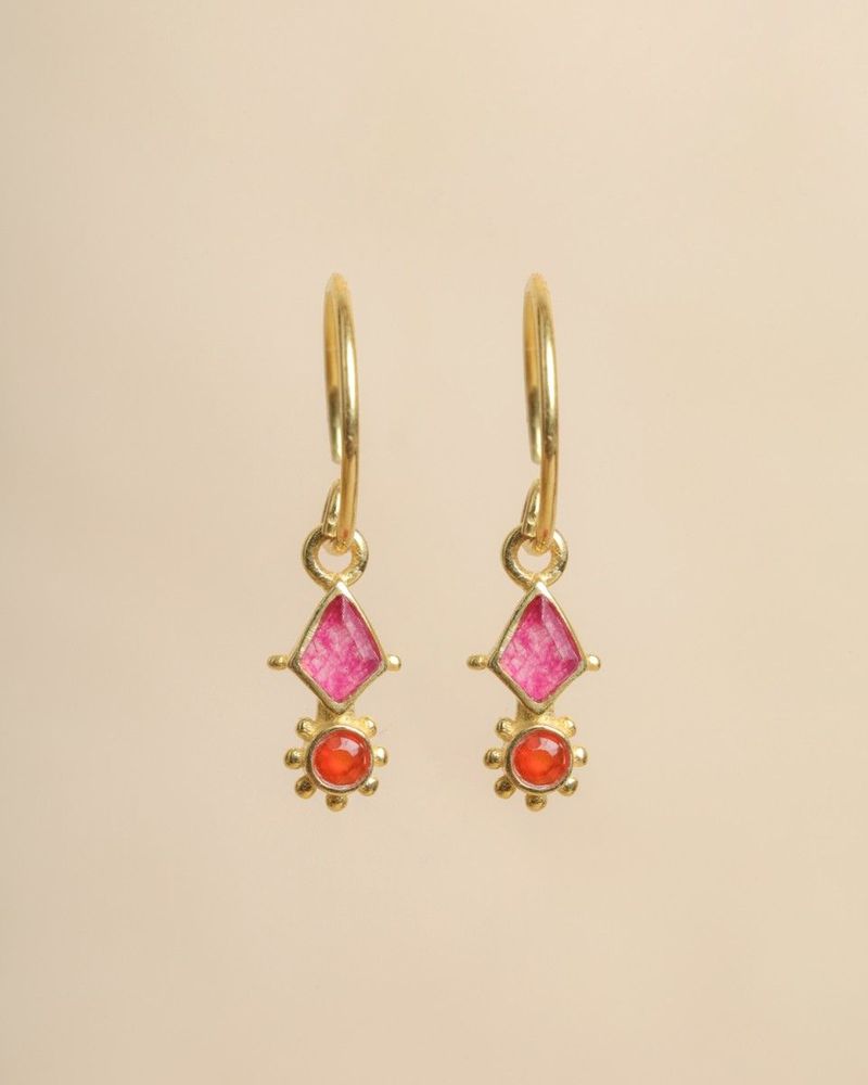 Jewelry - Earring stud Guarani ruby 3x4mm kite g.pl - MUJA JUMA