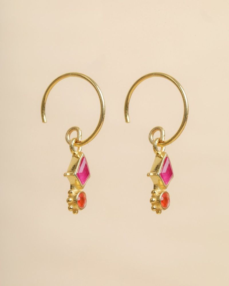 Jewelry - Earring stud Guarani ruby 3x4mm kite g.pl - MUJA JUMA