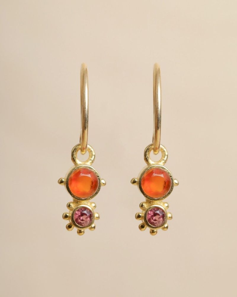 Jewelry - Earring hanging Guarani red agate 3mm round g.pl - MUJA JUMA