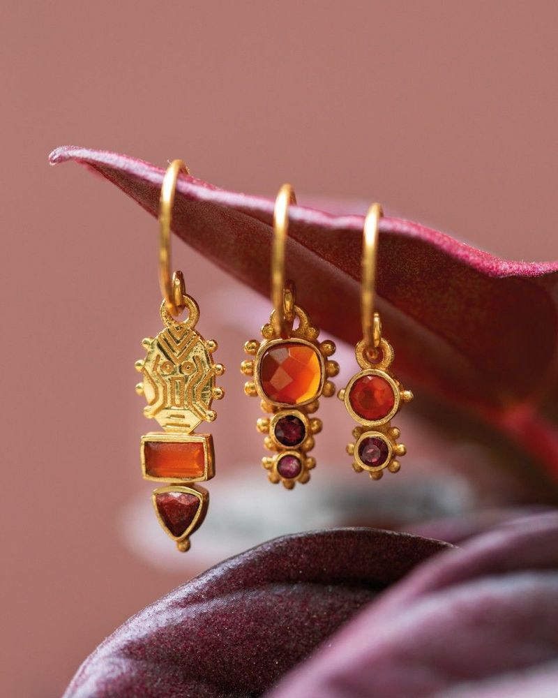 Jewelry - Earring hanging Guarani red agate 3mm round g.pl - MUJA JUMA