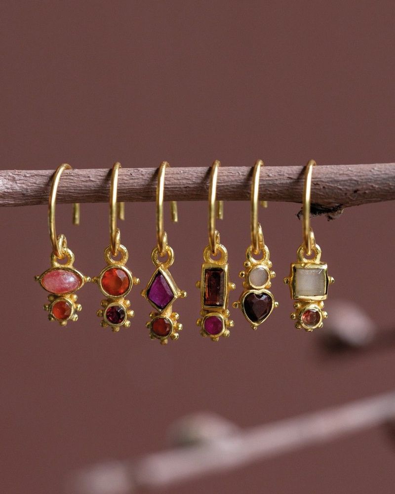 Jewelry - Earring hanging Guarani red agate 3mm round g.pl - MUJA JUMA