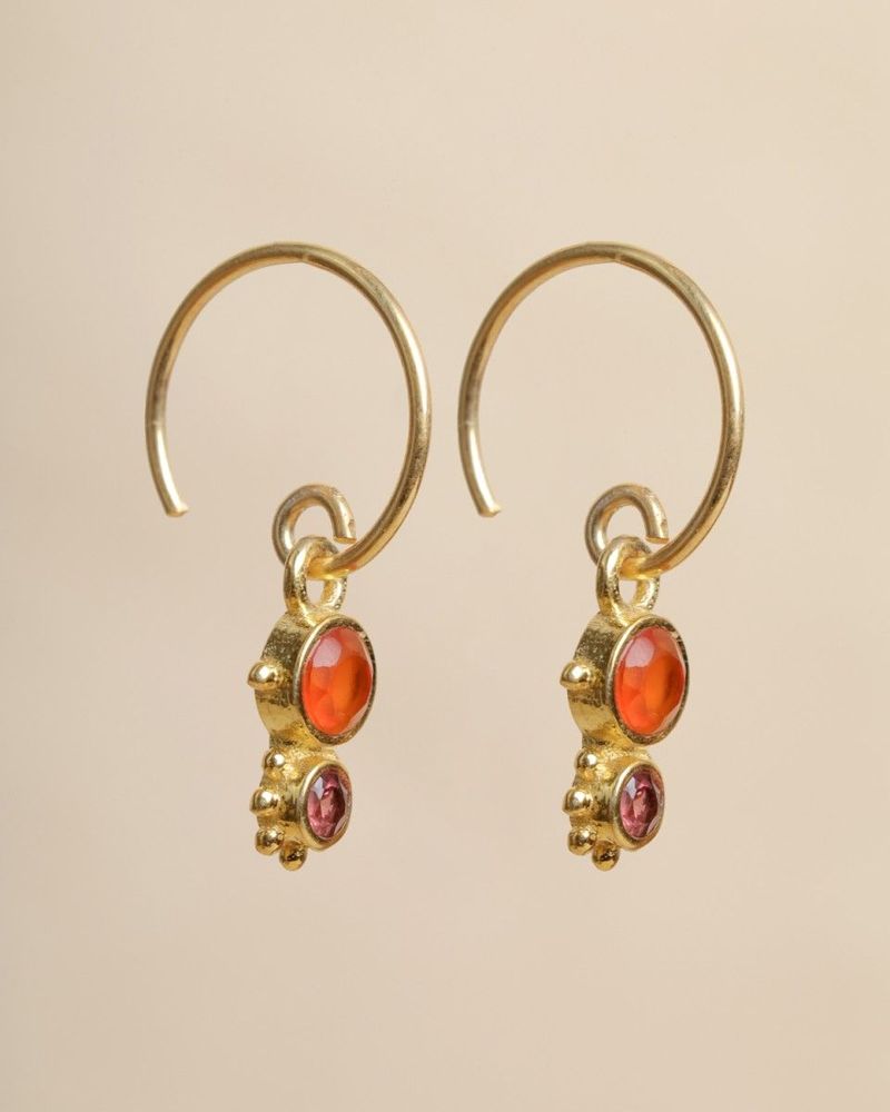 Jewelry - Earring hanging Guarani red agate 3mm round g.pl - MUJA JUMA