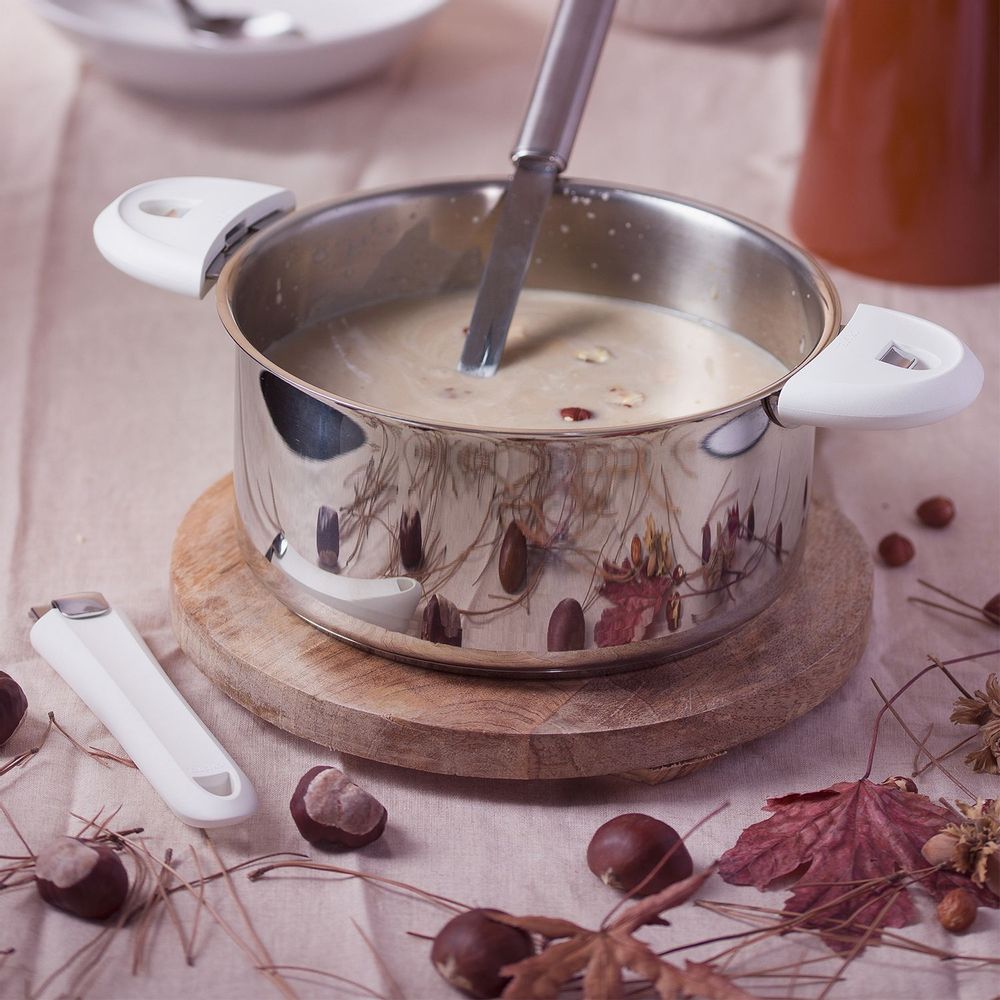 Platter and bowls - Set of 3 stainless steel pots 18-10 16, 18 and 20 cm Mutine Removable - CRISTEL