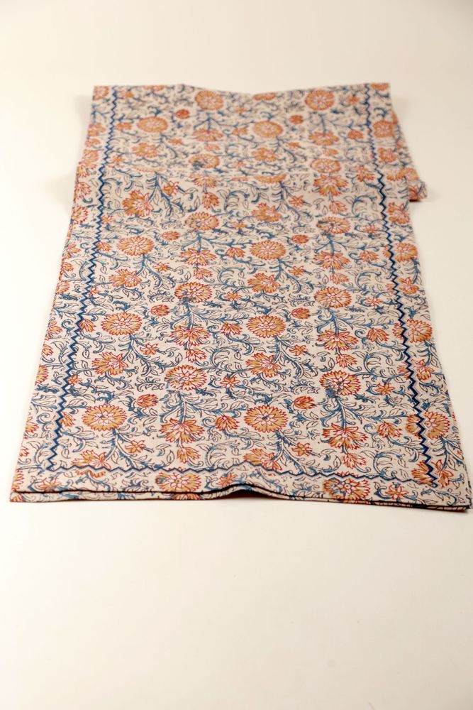 Linge de table textile - Chemin de table en coton imprimé à la main, motif Kalamkari - NINÉH