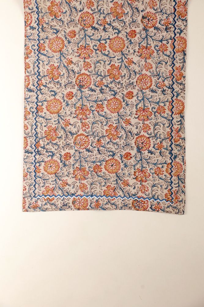 Linge de table textile - Chemin de table en coton imprimé à la main, motif Kalamkari - NINÉH