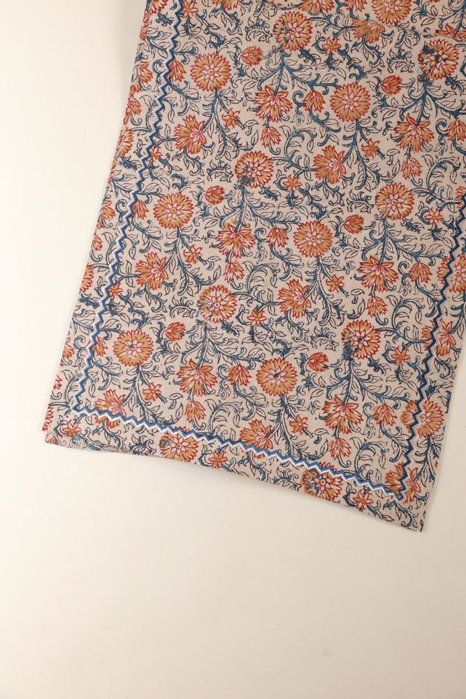 Linge de table textile - Chemin de table en coton imprimé à la main, motif Kalamkari - NINÉH