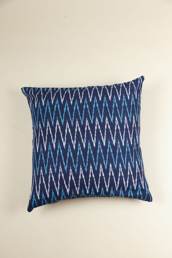 Comforters and pillows - Ikat hand woven cotton cushion cover - Turquoise Tide - NINÉH