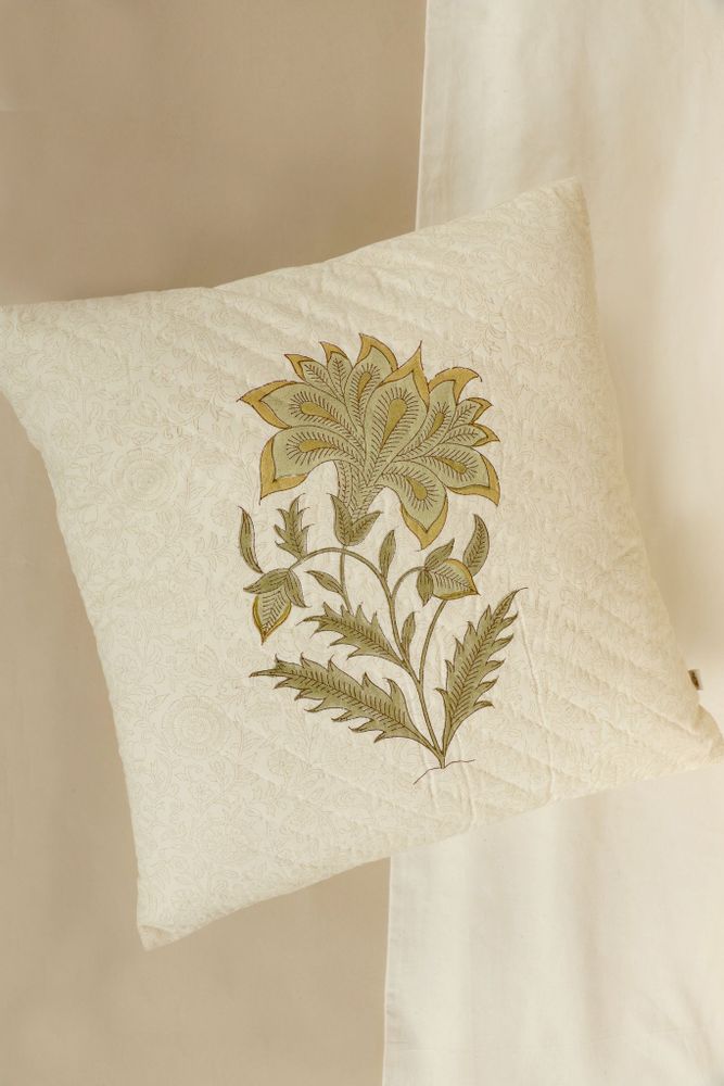 Coussins textile - Housse de coussin en coton imprimée à la main « Green Oasis » - NINÉH