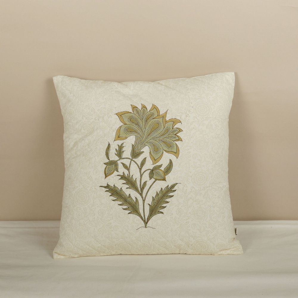 Coussins textile - Housse de coussin en coton imprimée à la main « Green Oasis » - NINÉH