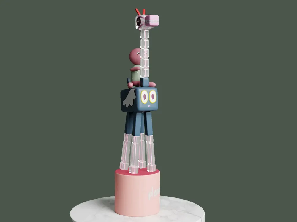 Sculptures, statuettes et miniatures - Sculpture — Girafe et garçon - YOOMOOTA