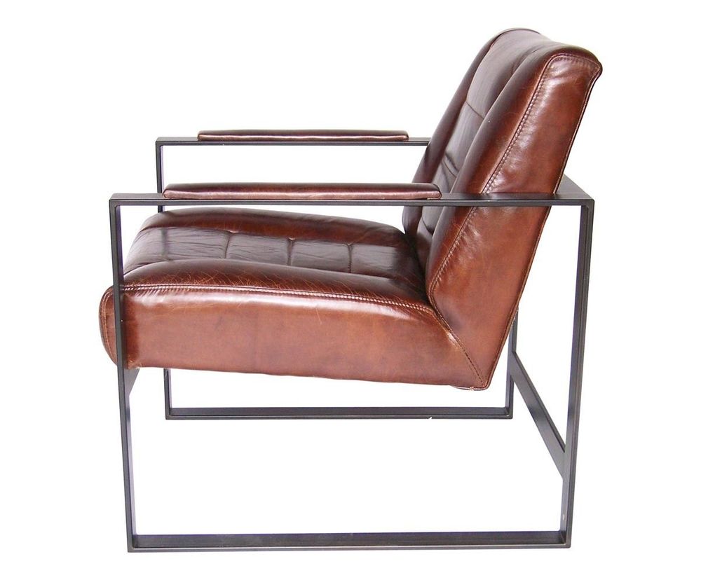 Armchairs - Oregon Armchair in Vintage Cigar Leather - Robust and Comfortable Design - JP2B DECORATION