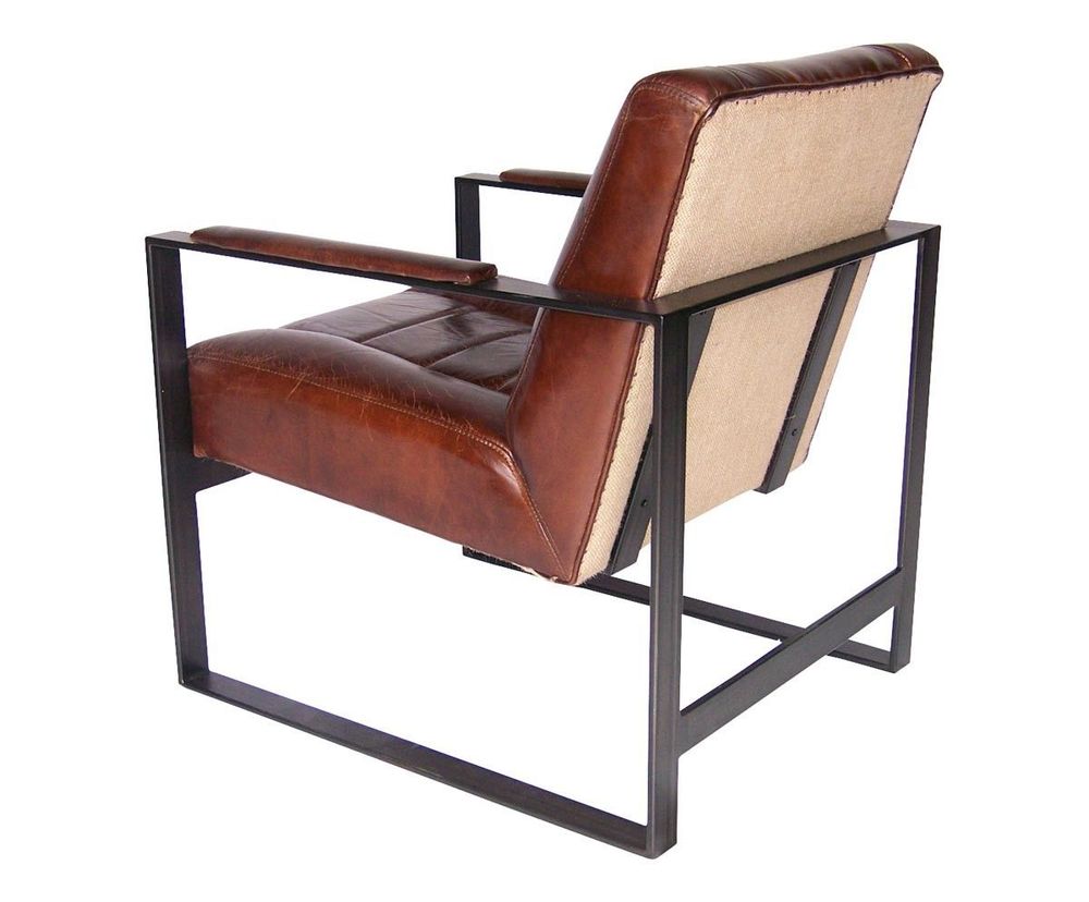 Armchairs - Oregon Armchair in Vintage Cigar Leather - Robust and Comfortable Design - JP2B DECORATION