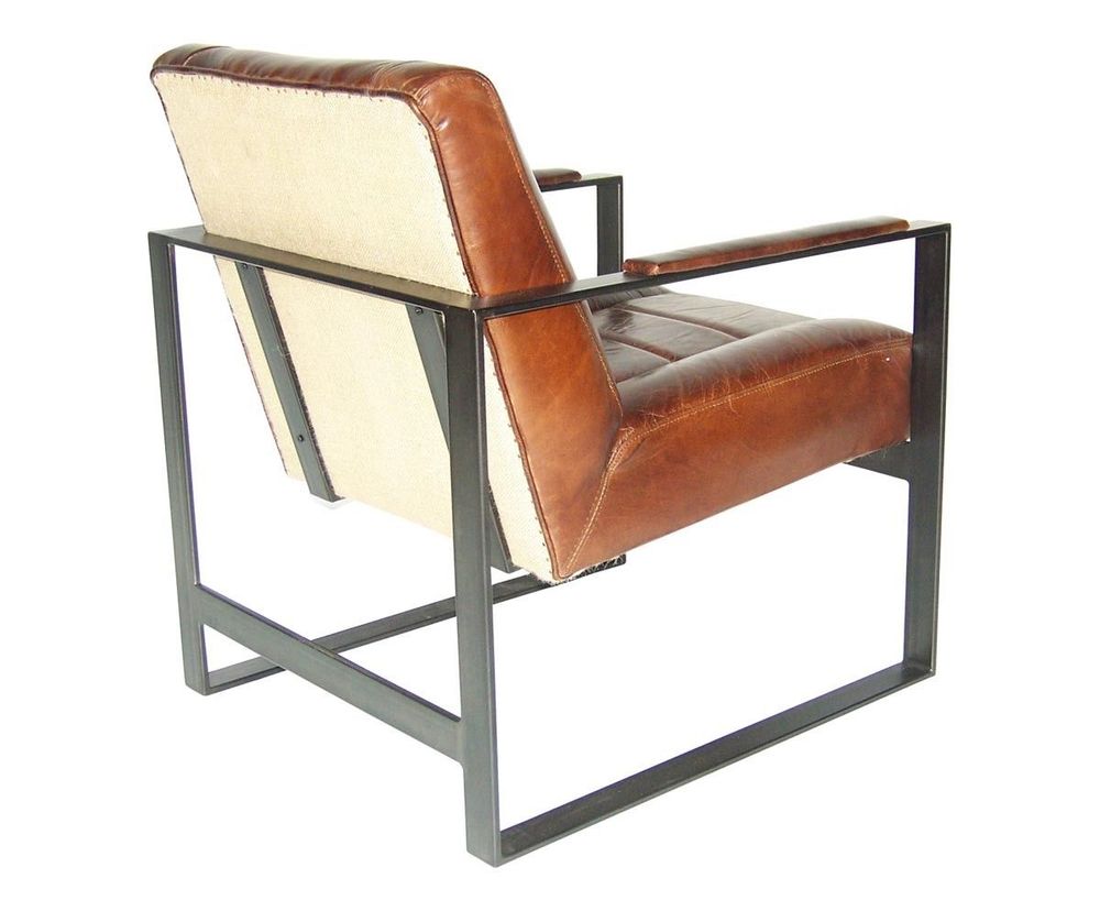 Armchairs - Oregon Armchair in Vintage Cigar Leather - Robust and Comfortable Design - JP2B DECORATION
