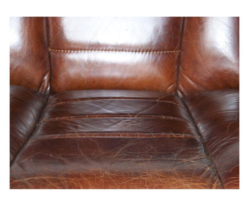 Armchairs - Oregon Armchair in Vintage Cigar Leather - Robust and Comfortable Design - JP2B DECORATION