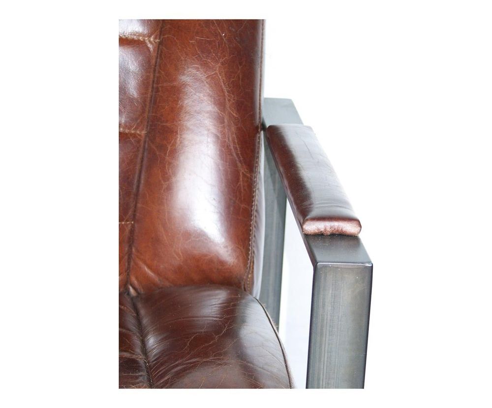 Armchairs - Oregon Armchair in Vintage Cigar Leather - Robust and Comfortable Design - JP2B DECORATION