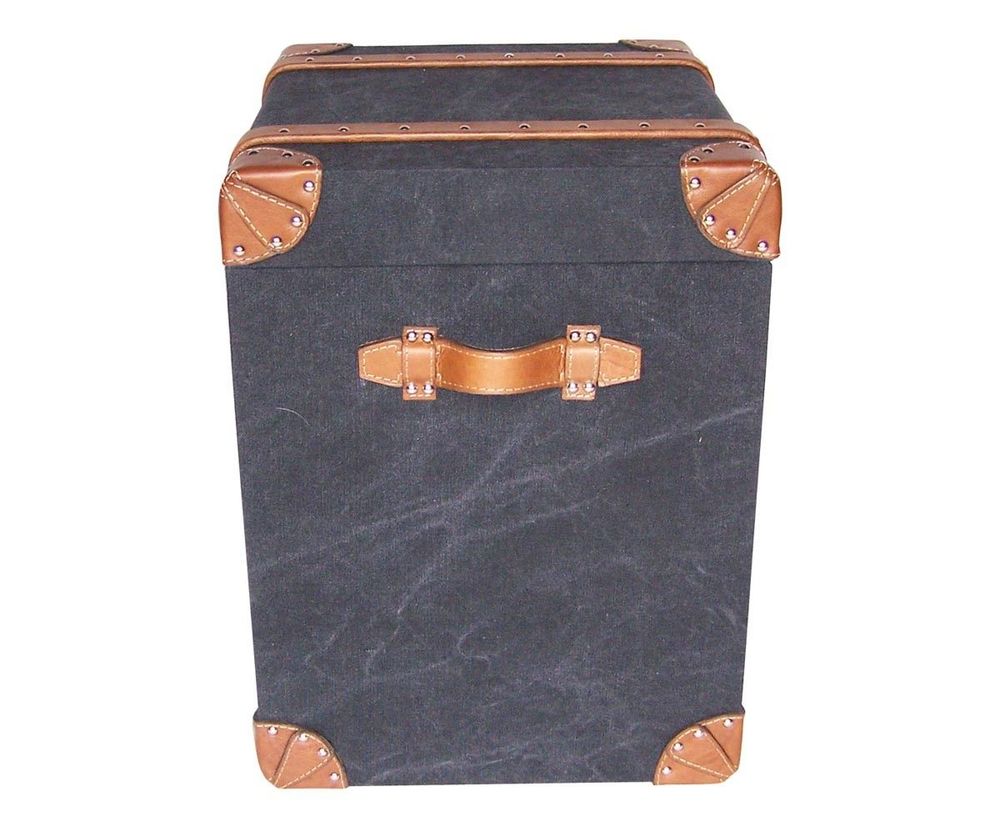 Boîtes de rangement - Malle de rangement Dallas en tissu et cuir - Élégance vintage et pratique - JP2B DECORATION