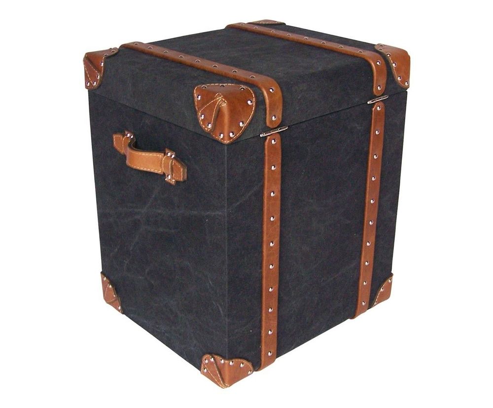 Boîtes de rangement - Malle de rangement Dallas en tissu et cuir - Élégance vintage et pratique - JP2B DECORATION