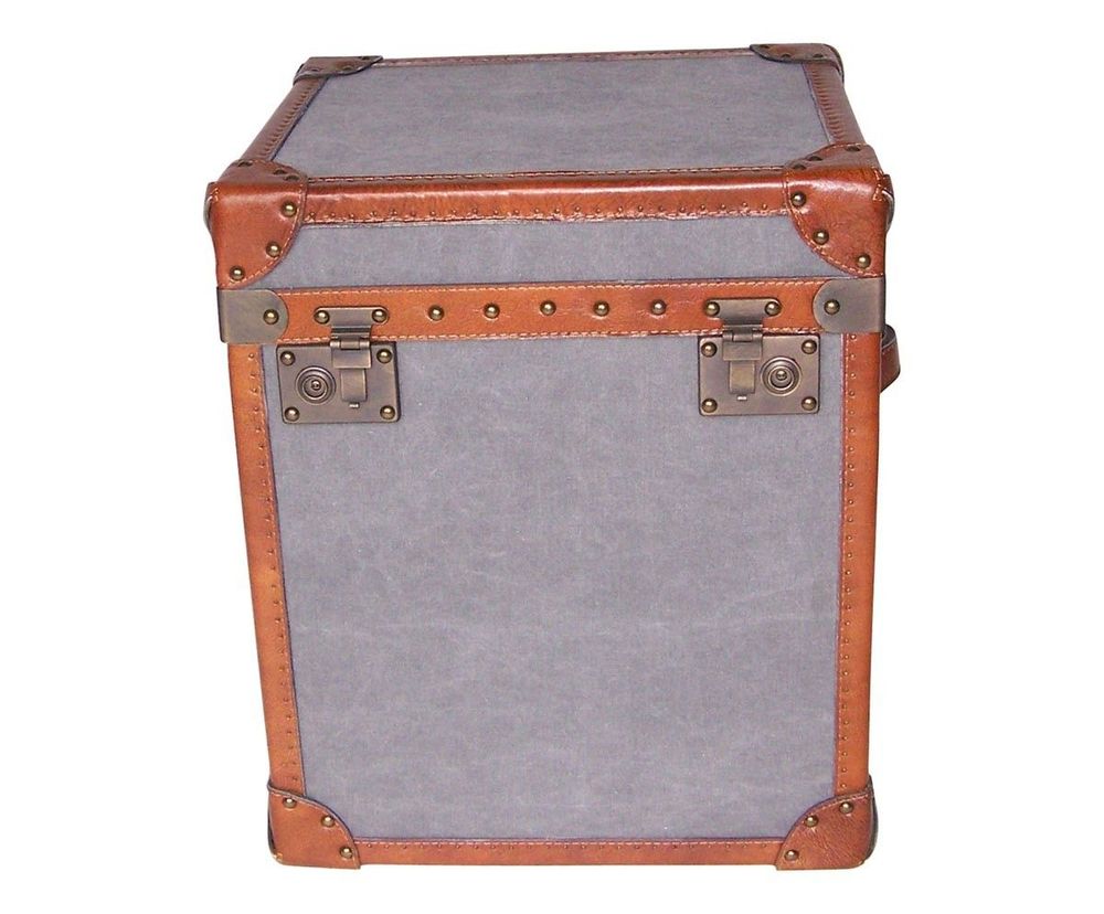 Storage boxes - Austin Storage Trunk in Fabric and Leather - Chic and Vintage Style - JP2B DECORATION