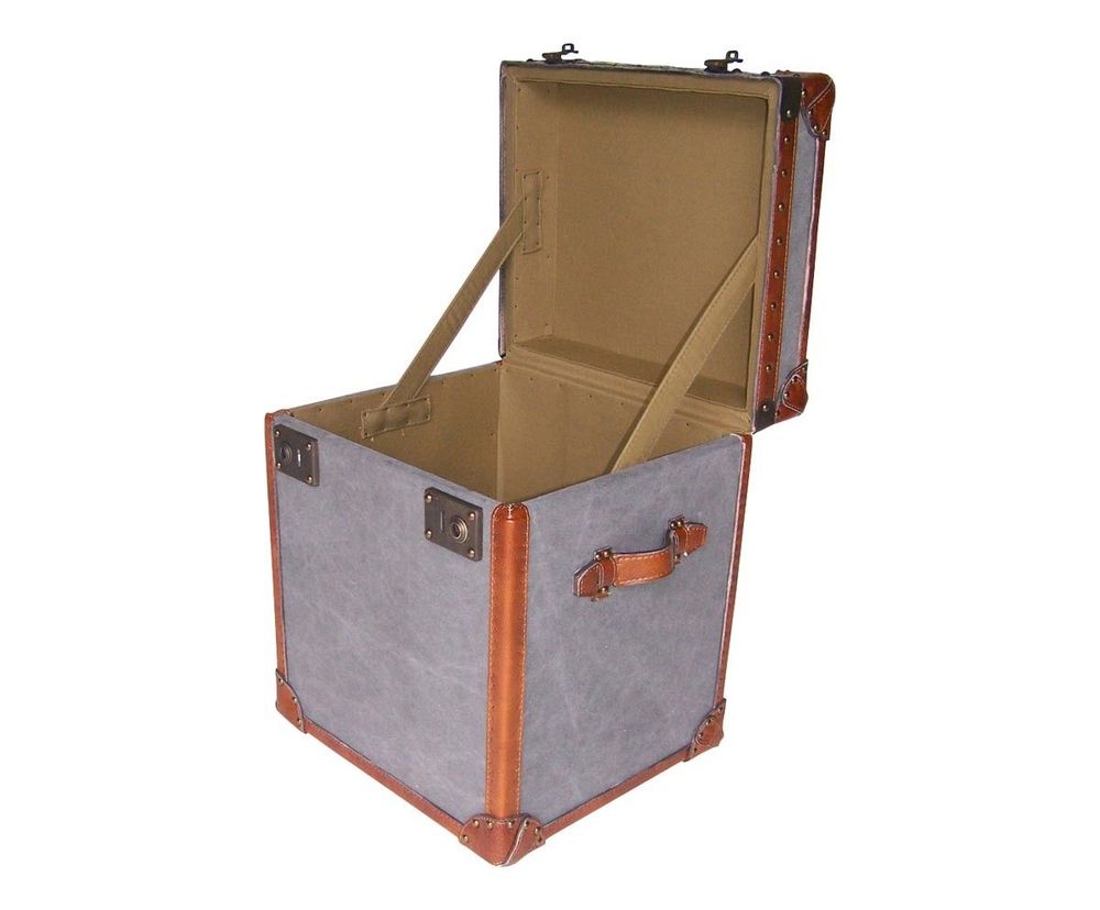 Storage boxes - Austin Storage Trunk in Fabric and Leather - Chic and Vintage Style - JP2B DECORATION