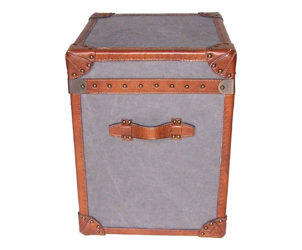 Storage boxes - Austin Storage Trunk in Fabric and Leather - Chic and Vintage Style - JP2B DECORATION