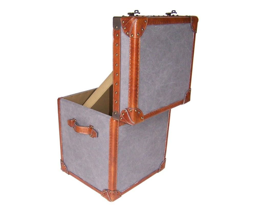 Storage boxes - Austin Storage Trunk in Fabric and Leather - Chic and Vintage Style - JP2B DECORATION
