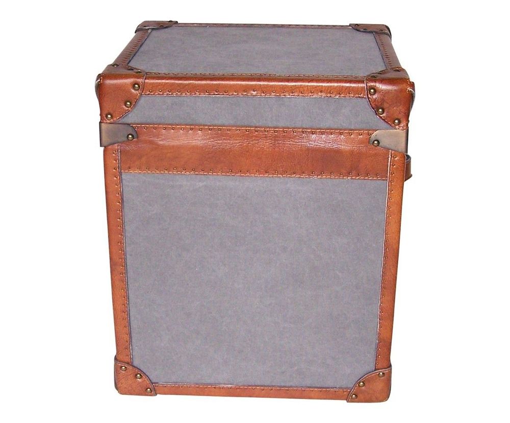 Storage boxes - Austin Storage Trunk in Fabric and Leather - Chic and Vintage Style - JP2B DECORATION