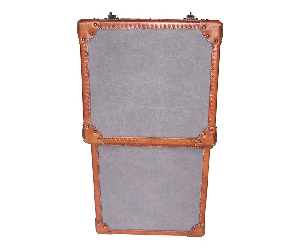 Storage boxes - Austin Storage Trunk in Fabric and Leather - Chic and Vintage Style - JP2B DECORATION