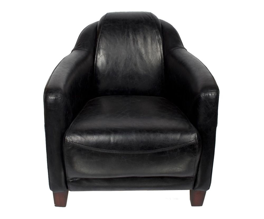 Fauteuils - Fauteuil Gentleman Black en Cuir Véritable - Élégance et Confort Intemporel - JP2B DECORATION