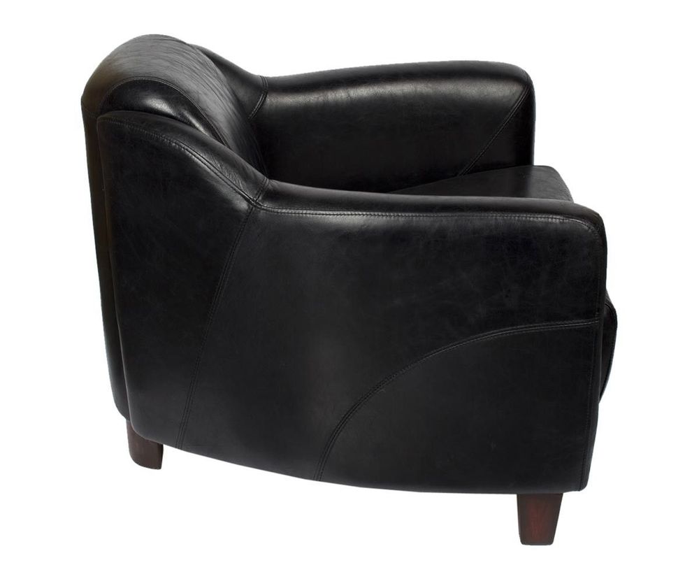 Fauteuils - Fauteuil Gentleman Black en Cuir Véritable - Élégance et Confort Intemporel - JP2B DECORATION