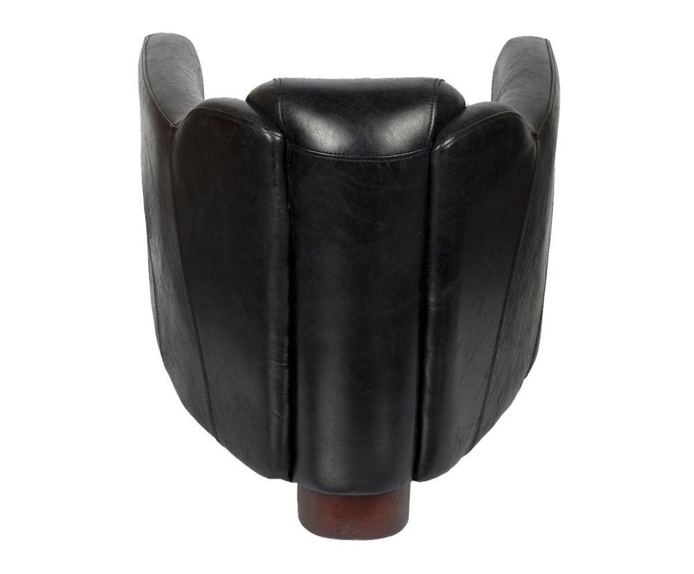 Fauteuils - Fauteuil Gentleman Black en Cuir Véritable - Élégance et Confort Intemporel - JP2B DECORATION