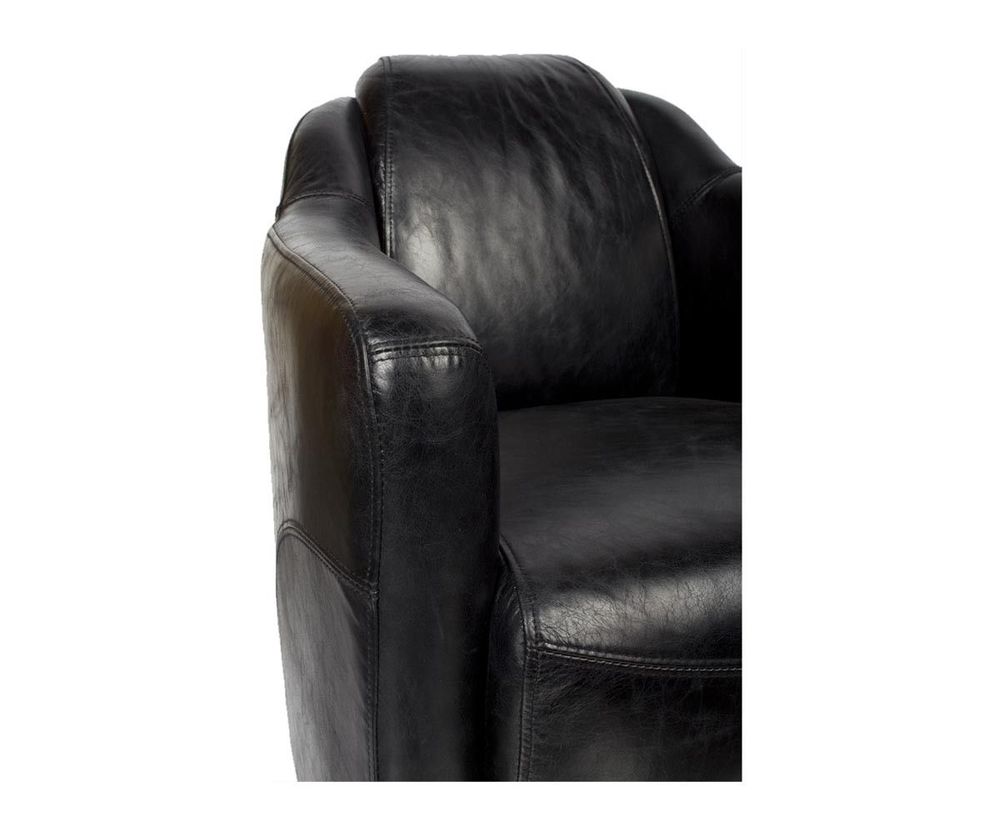 Fauteuils - Fauteuil Gentleman Black en Cuir Véritable - Élégance et Confort Intemporel - JP2B DECORATION