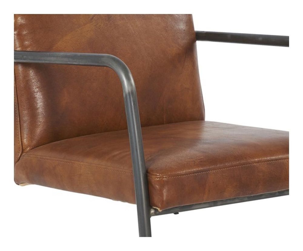 Fauteuils - Fauteuil Dakota en cuir vintage - Design industriel et confortable - JP2B DECORATION