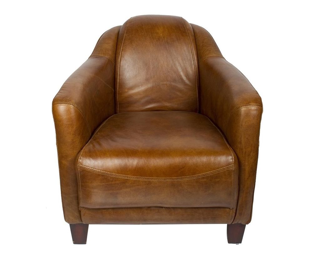 Fauteuils - Fauteuil Gentleman Whisky en cuir de vachette - Design élégant et intemporel - JP2B DECORATION