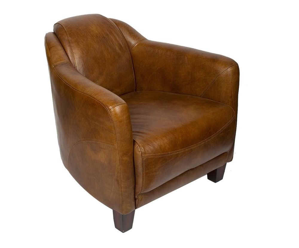 Fauteuils - Fauteuil Gentleman Whisky en cuir de vachette - Design élégant et intemporel - JP2B DECORATION