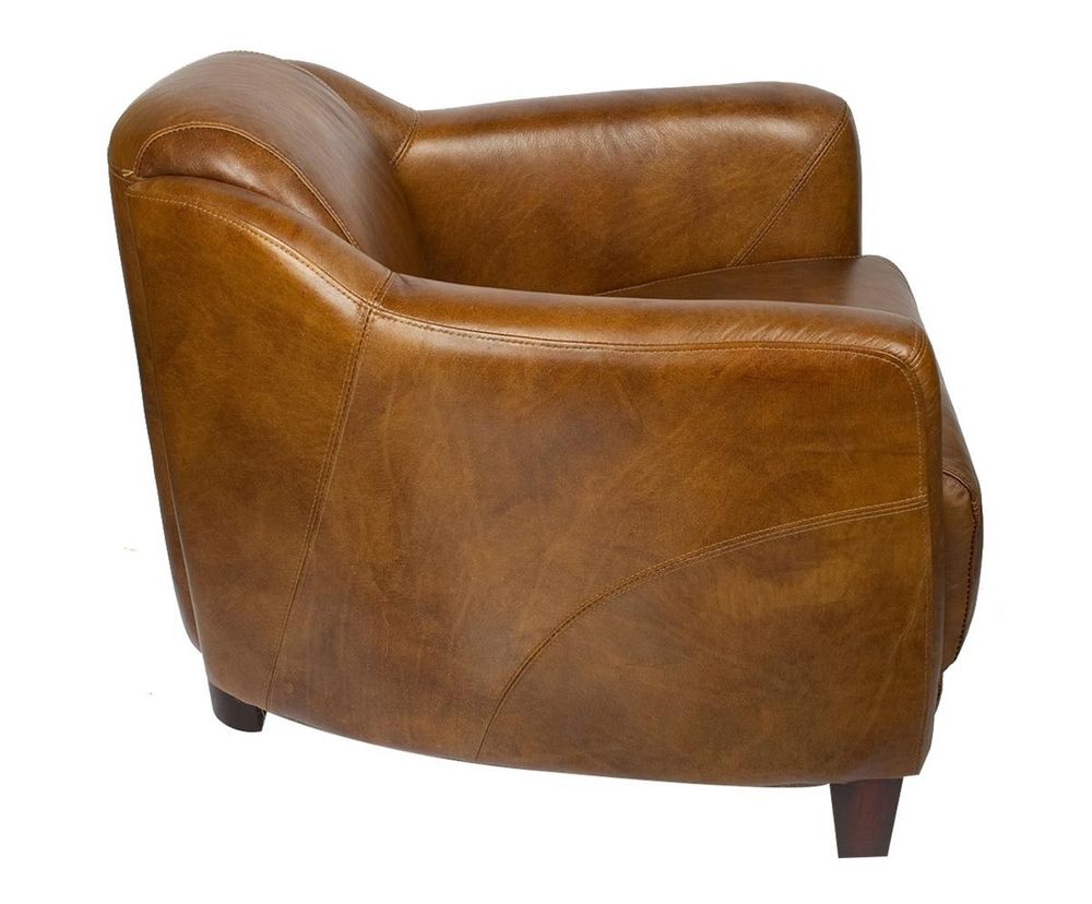 Fauteuils - Fauteuil Gentleman Whisky en cuir de vachette - Design élégant et intemporel - JP2B DECORATION