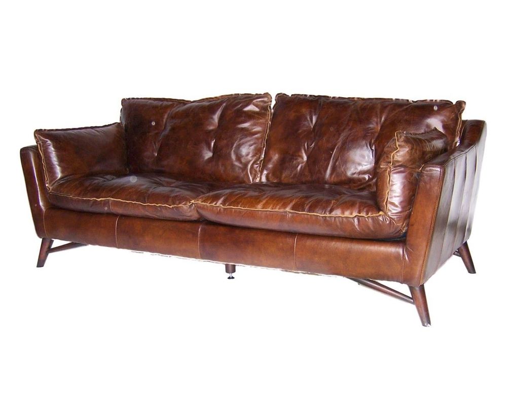 Sofas - Le Scandi Sofa in Cigar Leather, Scandinavian Design and Modern Comfort - JP2B DECORATION